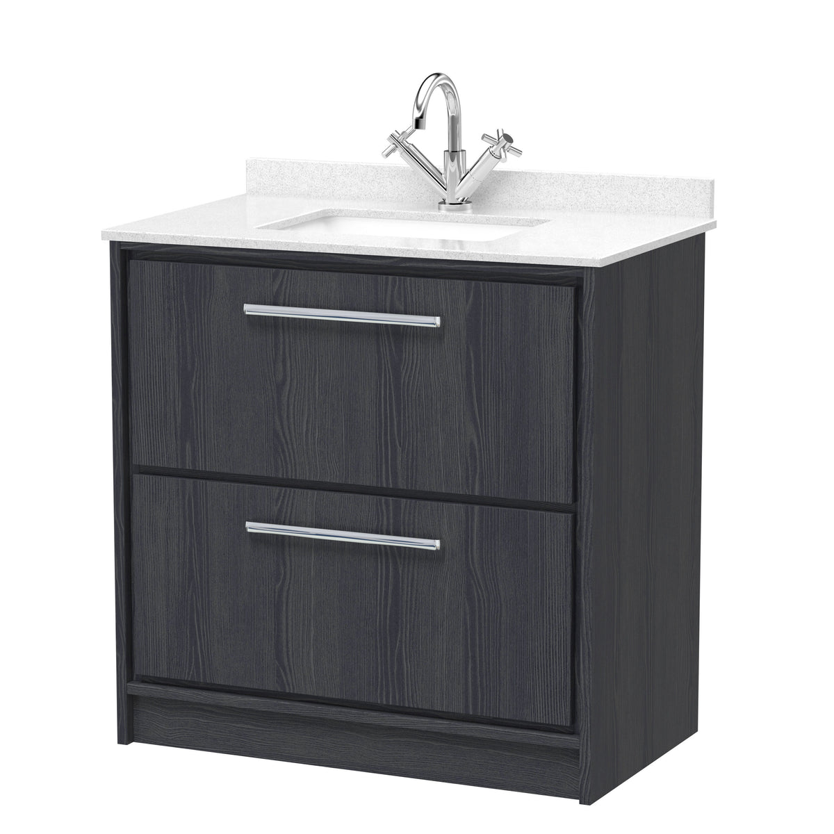 Hudson Reed Lille 800mm 2 Drawer Floor Standing Vanity Unit With Square Basin With Marble Worktop