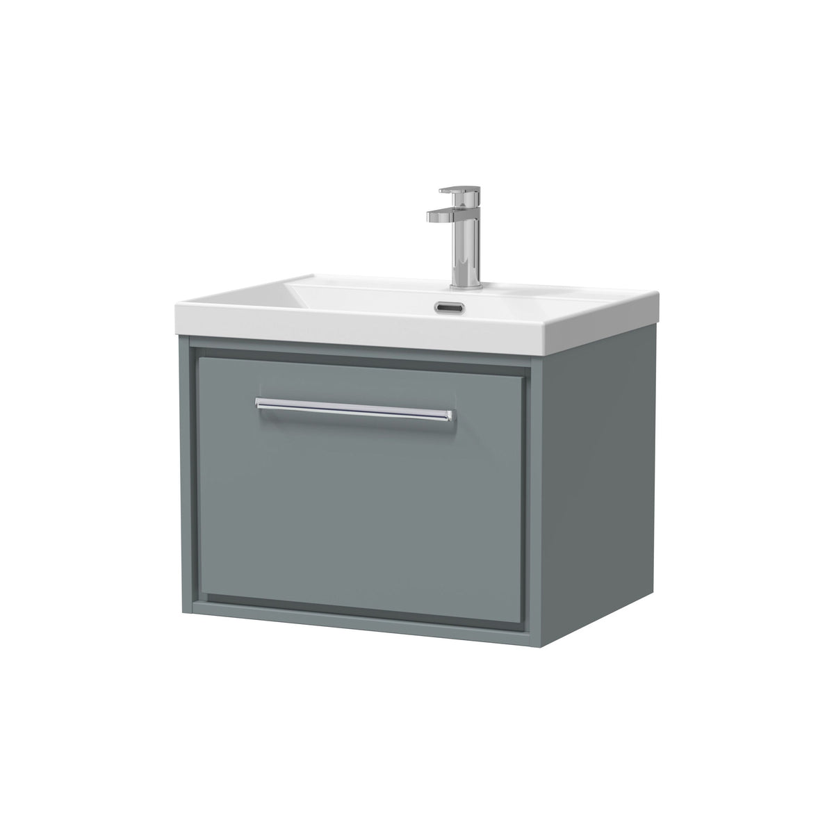 Hudson Reed Lille 600mm Woodgrain 1 Drawer Wall Hung Vanity Unit With 1 Tap Hole Basin