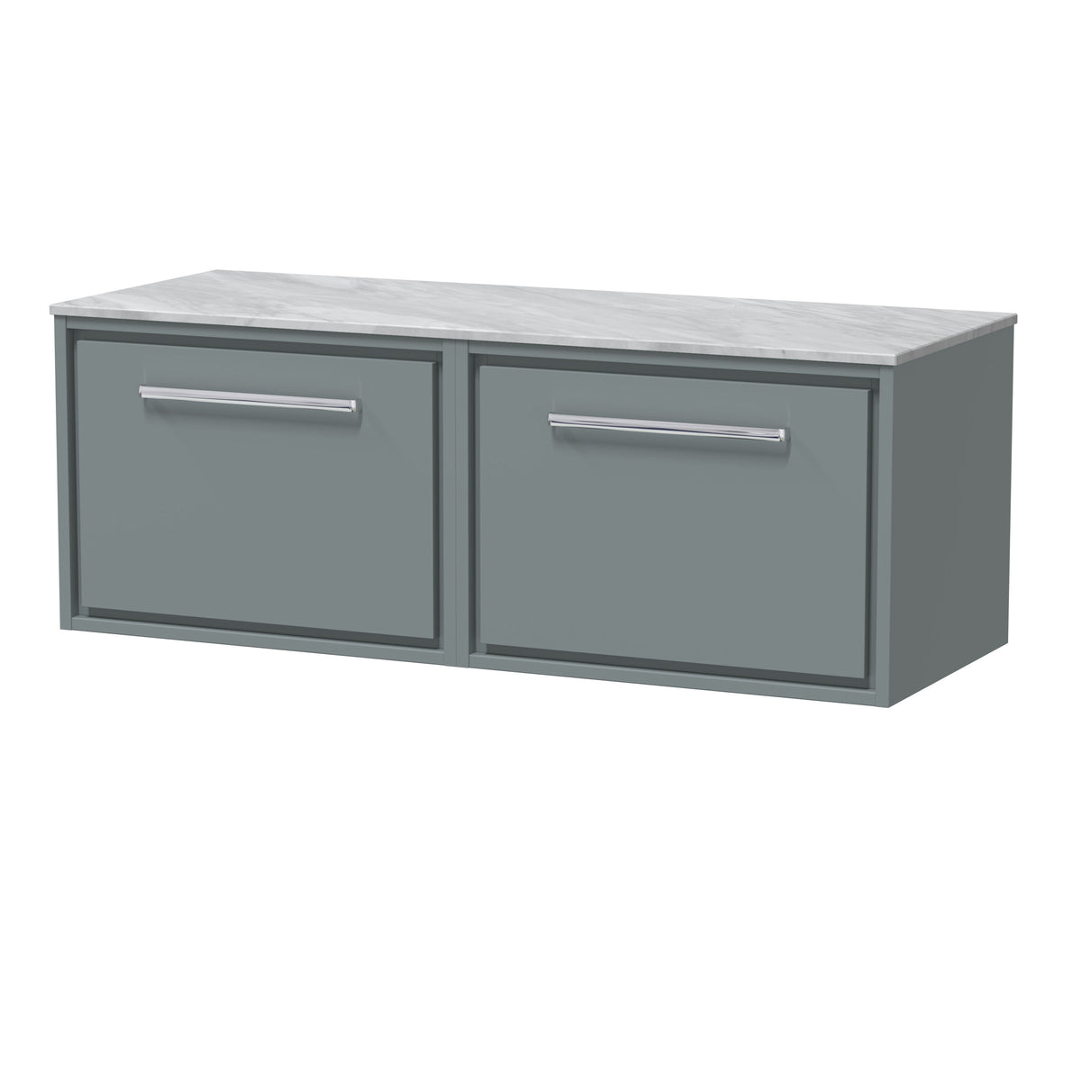 Hudson Reed Lille 1200mm 1 Drawer Wall Hung Vanity Unit With Grey Marble Worktop