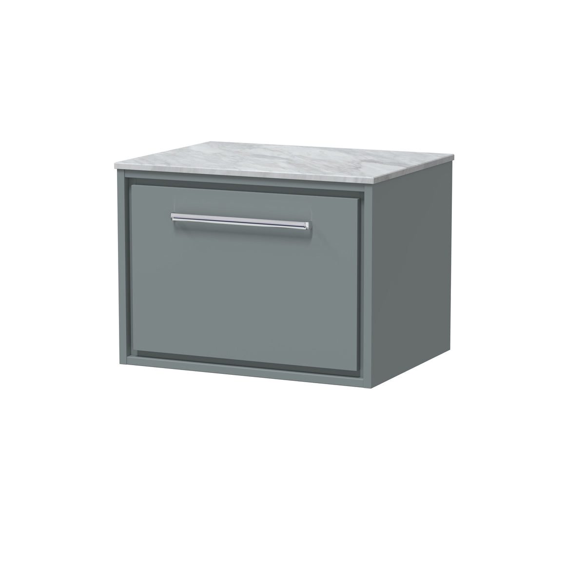 Hudson Reed Lille 600mm 1 Drawer Wall Hung Vanity Unit With Grey Marble Worktop
