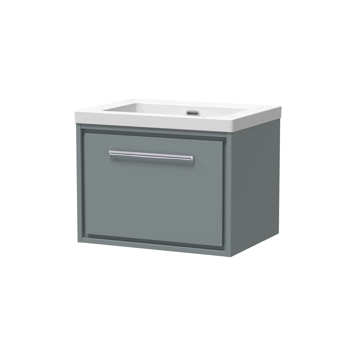 Hudson Reed Lille 600mm Woodgrain 1 Drawer Wall Hung Vanity Unit With Fireclay Basin
