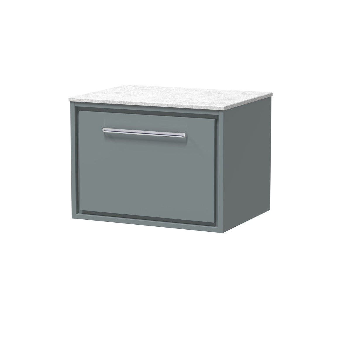 Hudson Reed Lille 600mm 1 Drawer Wall Hung Vanity Unit With White Marble Worktop