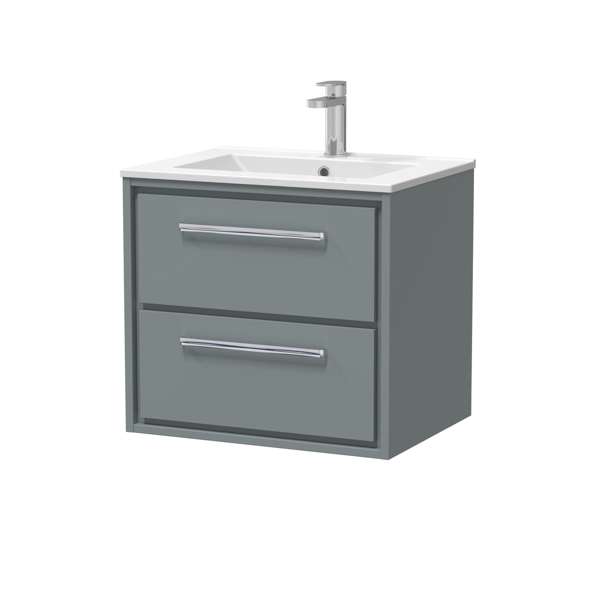 Hudson Reed Lille 600mm Woodgrain 2 Drawer Wall Hung Vanity Unit With 1 Tap Hole Basin