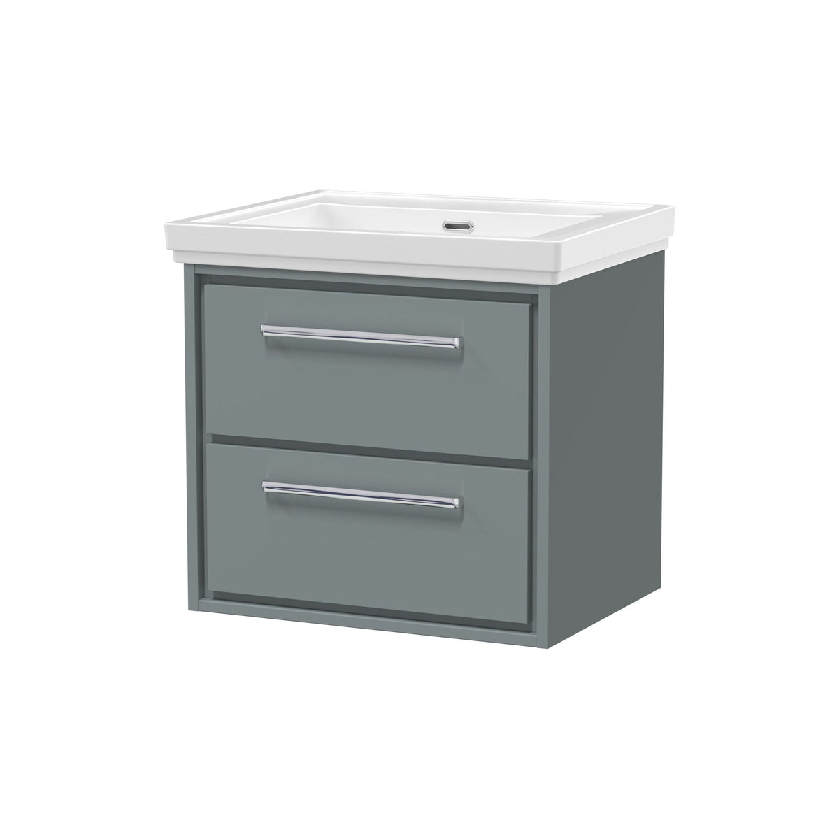 Hudson Reed Lille 600mm Woodgrain 2 Drawer Wall Hung Vanity Unit With Fireclay Basin