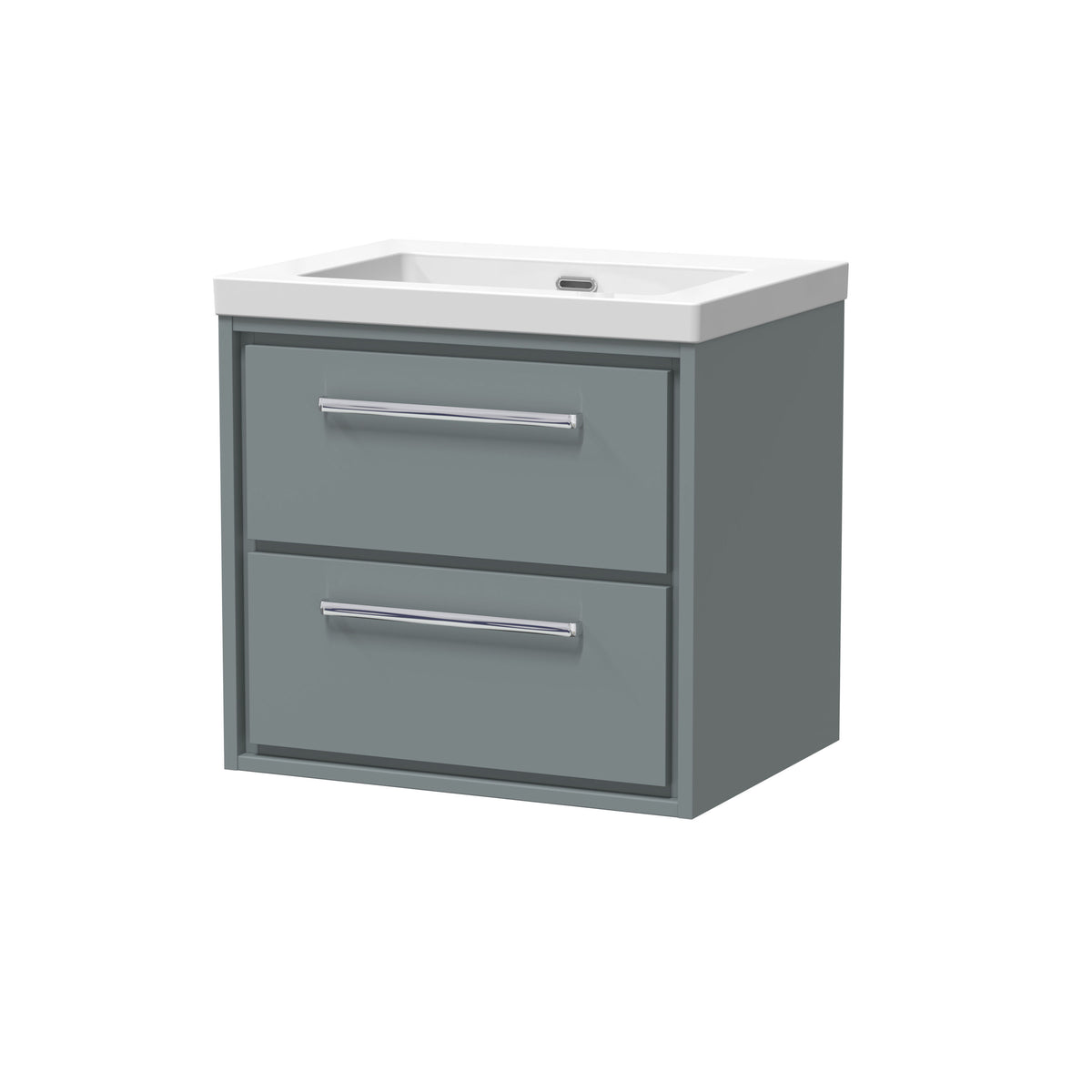 Hudson Reed Lille 600mm Woodgrain 2 Drawer Wall Hung Vanity Unit With Fireclay Basin