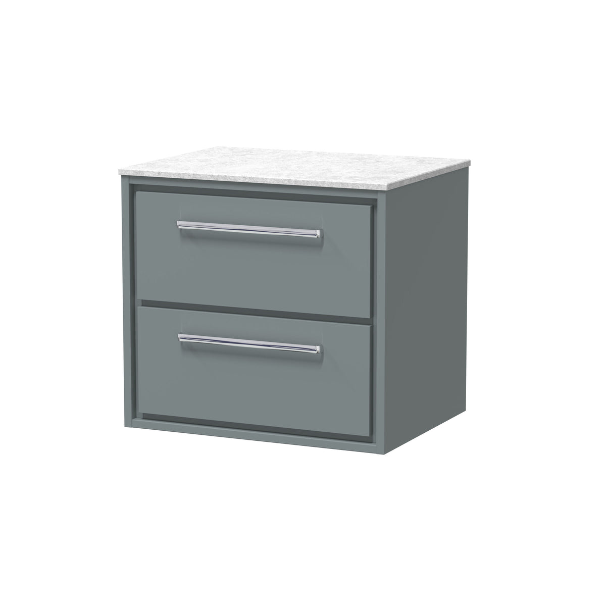 Hudson Reed Lille 600mm 2 Drawer Wall Hung Vanity Unit With White Marble Worktop