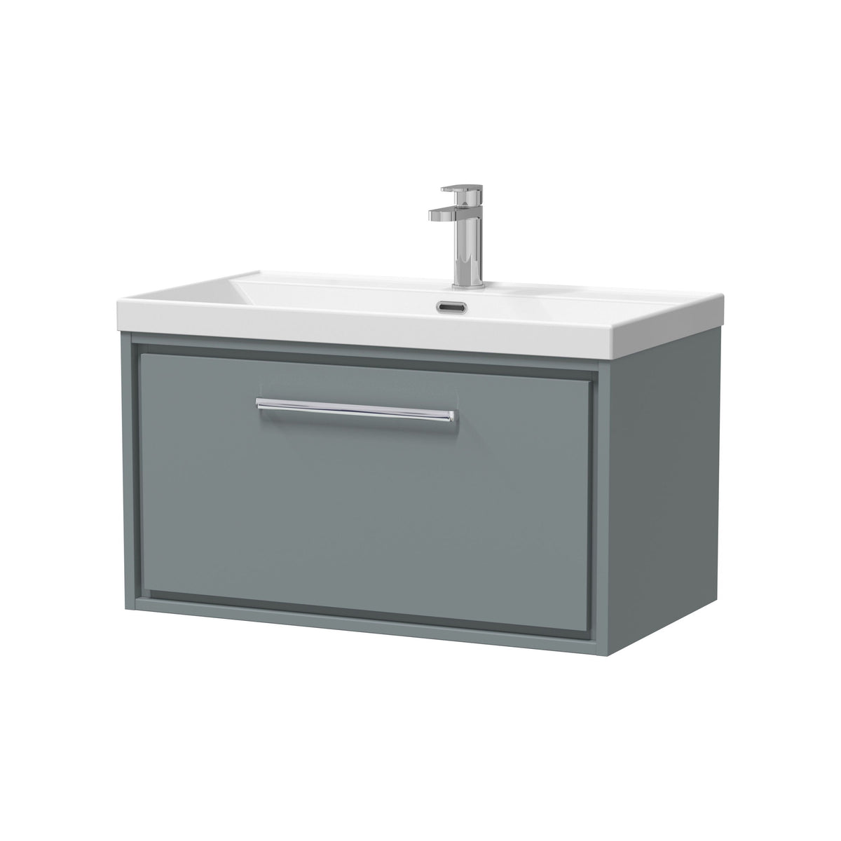 Hudson Reed Lille 800mm Woodgrain 1 Drawer Wall Hung Vanity Unit With 1 Tap Hole Basin
