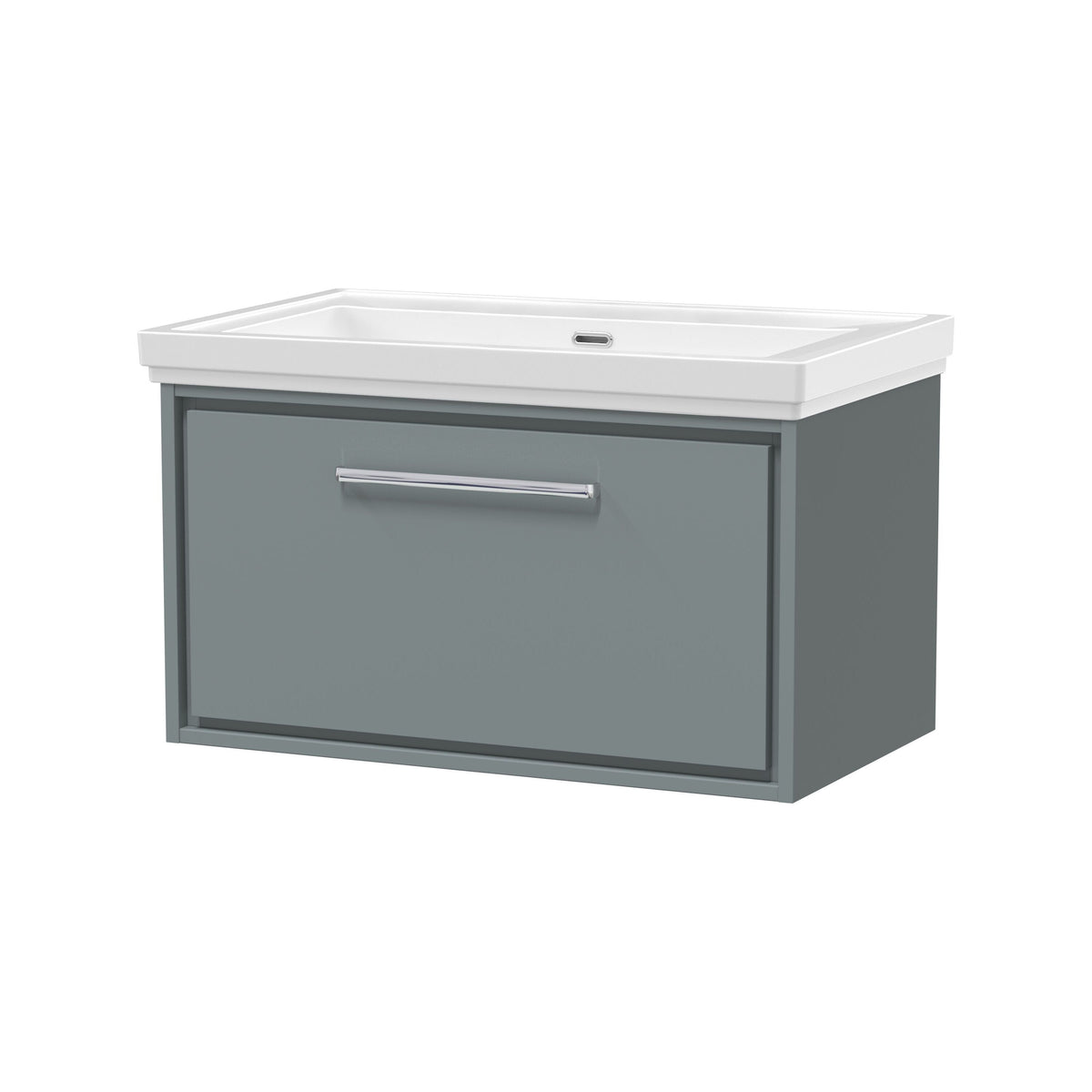 Hudson Reed Lille 800mm Woodgrain 1 Drawer Wall Hung Vanity Unit With Fireclay Basin