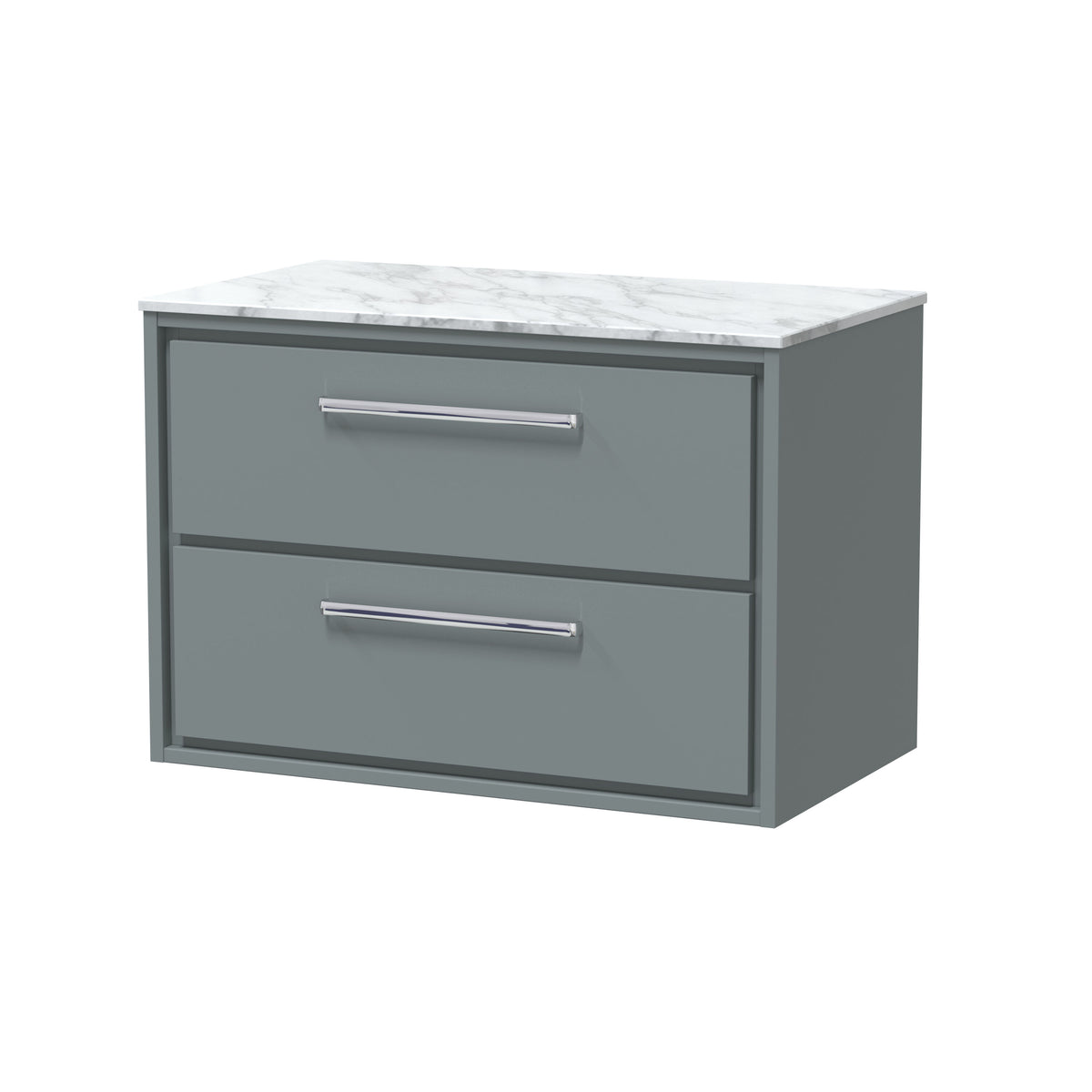Hudson Reed Lille 800mm 2 Drawer Wall Hung Vanity Unit With Carrara Marble Worktop