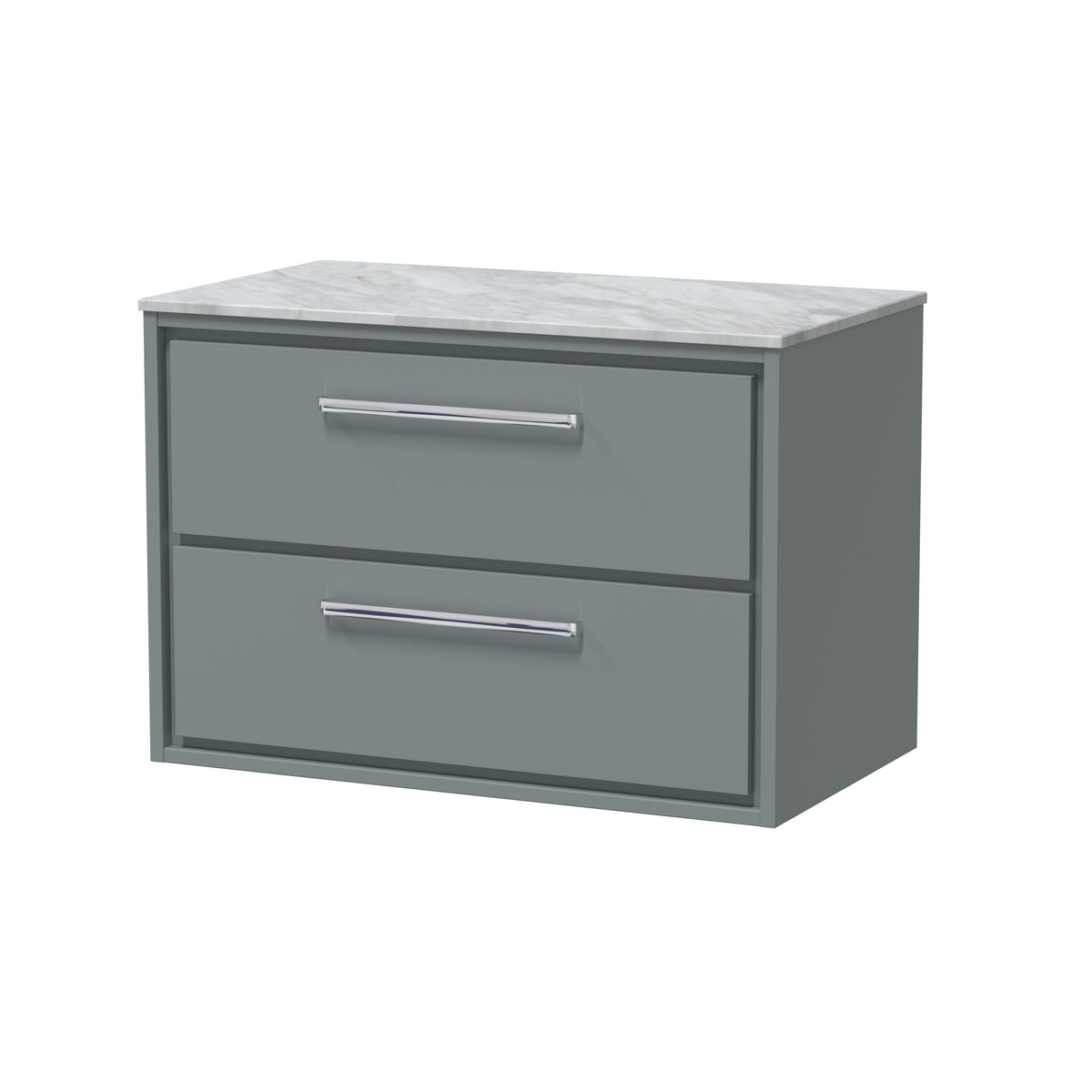 Hudson Reed Lille 800mm 2 Drawer Wall Hung Vanity Unit With Grey Marble Worktop
