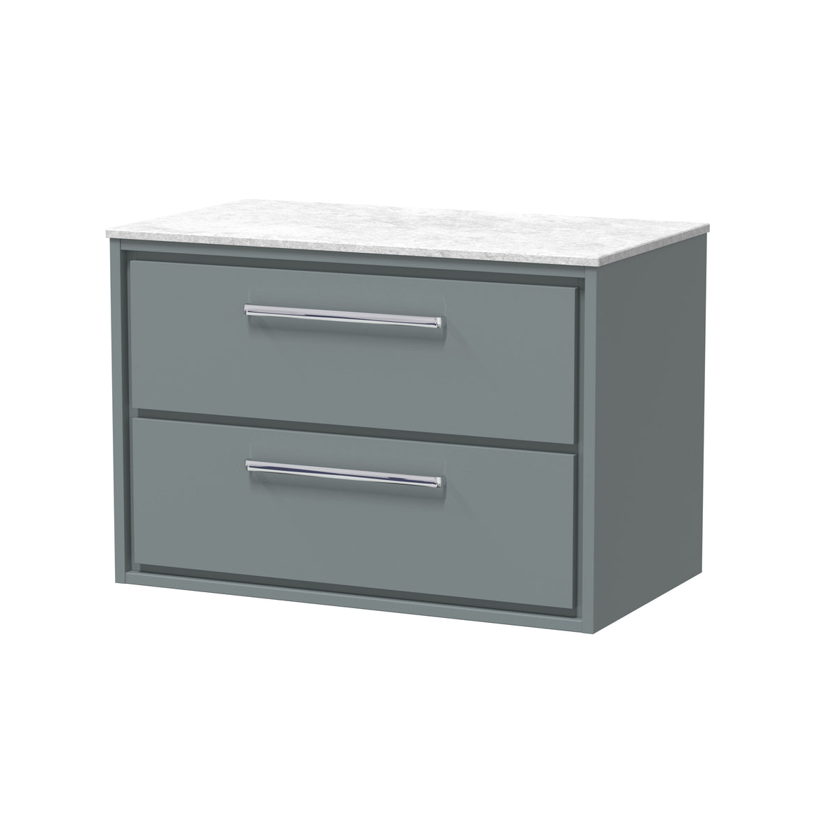Hudson Reed Lille 800mm 2 Drawer Wall Hung Vanity Unit With White Marble Worktop