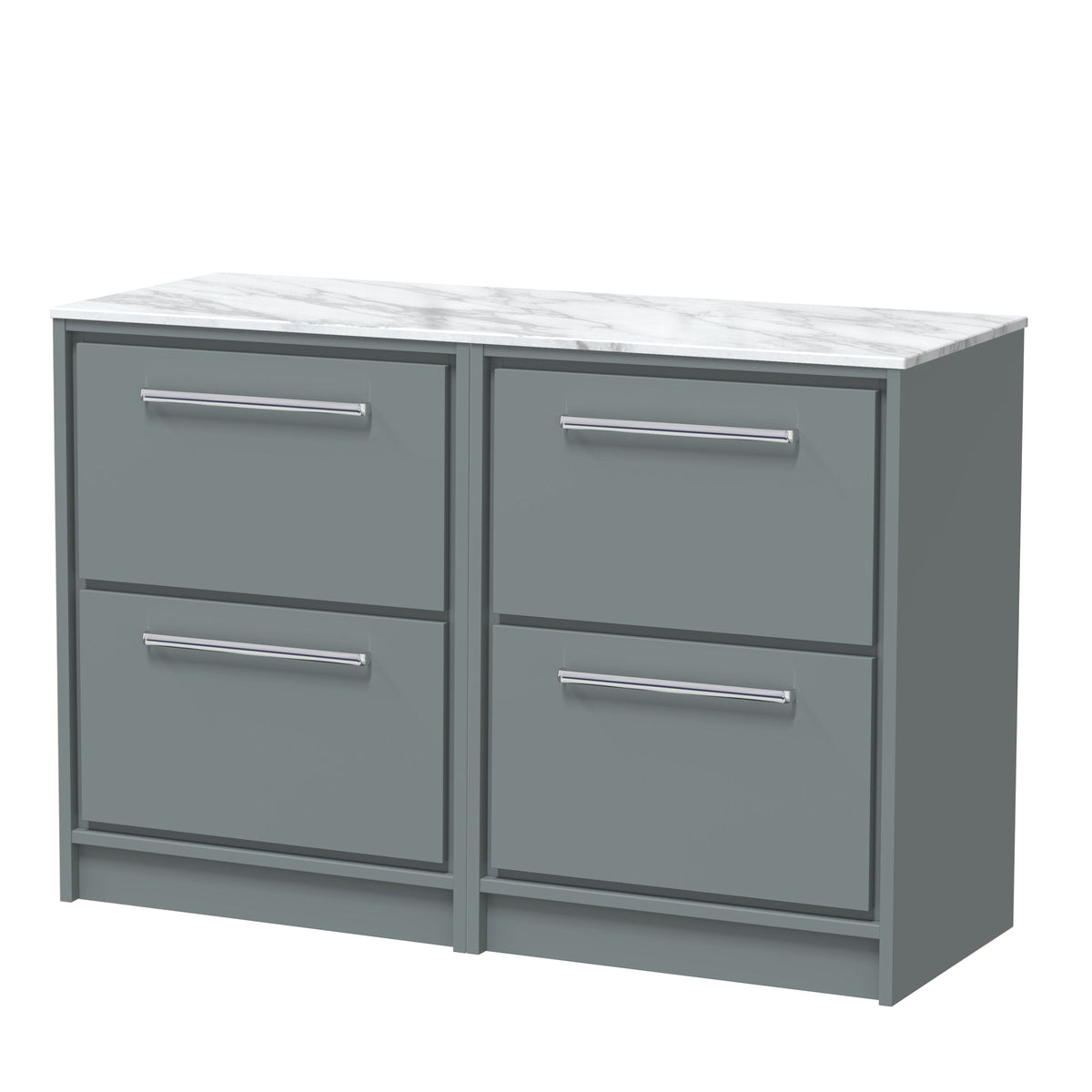 Hudson Reed Lille 1200mm 4 Drawer Floor Standing Vanity Unit With Carrara Marble Worktop