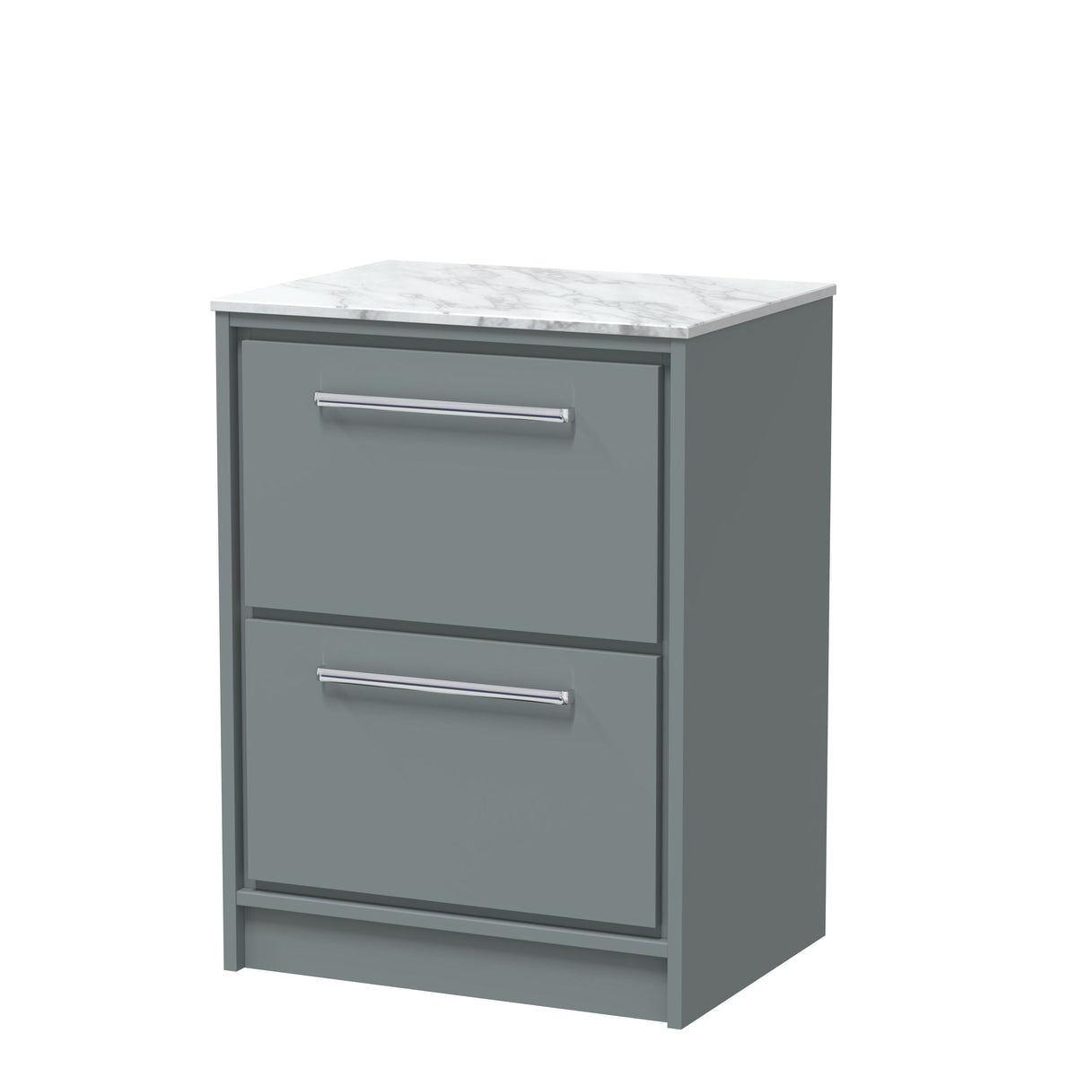 Hudson Reed Lille 600mm 2 Drawer Floor Standing Vanity Unit With Carrara Marble Worktop