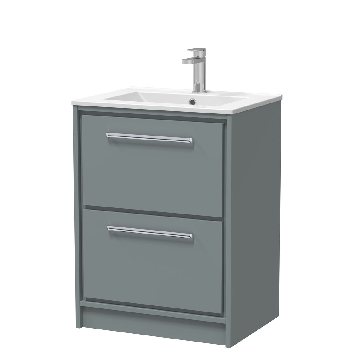 Hudson Reed Lille 600mm Woodgrain 2 Drawer Floor Standing Vanity Unit With 1 Tap Hole Basin