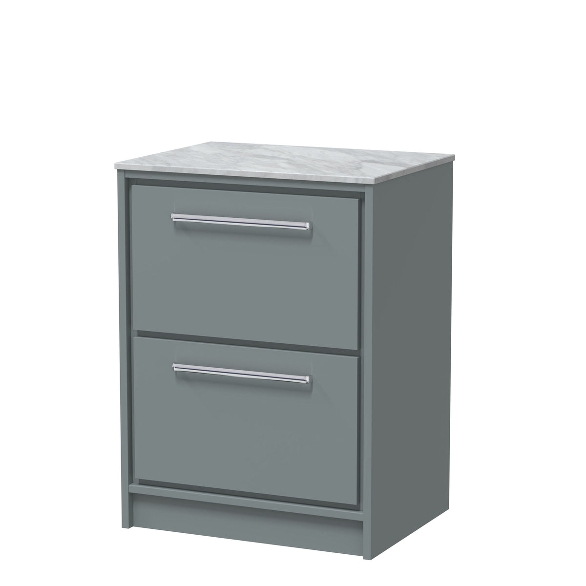 Hudson Reed Lille 600mm 2 Drawer Floor Standing Vanity Unit With Grey Marble Worktop
