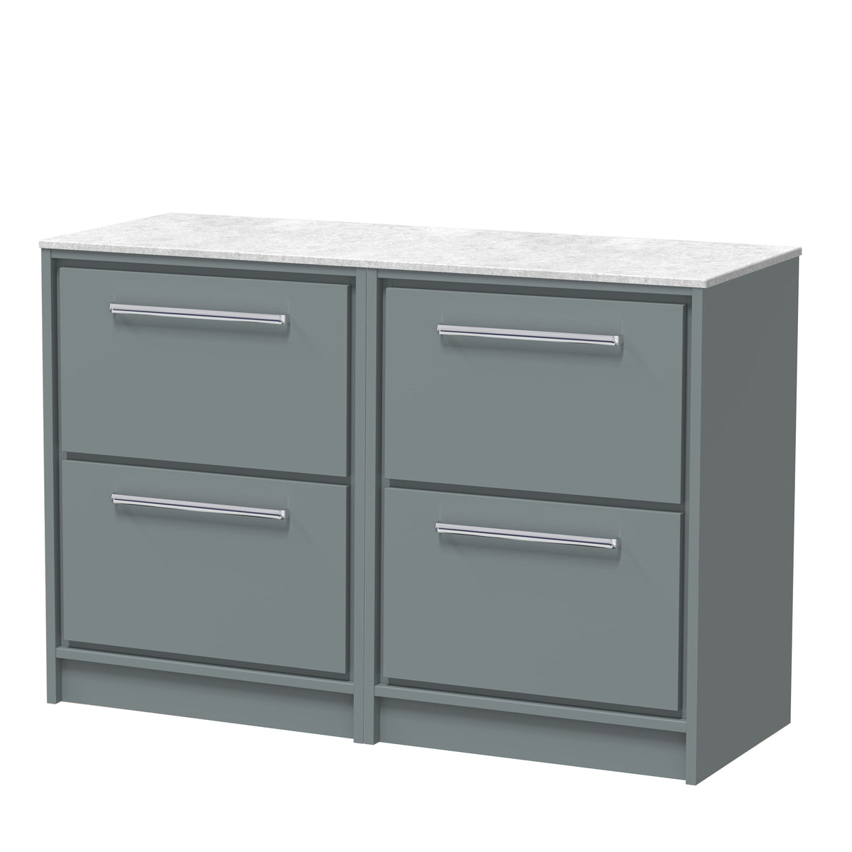 Hudson Reed Lille 1200mm 4 Drawer Floor Standing Vanity Unit With White Marble Worktop