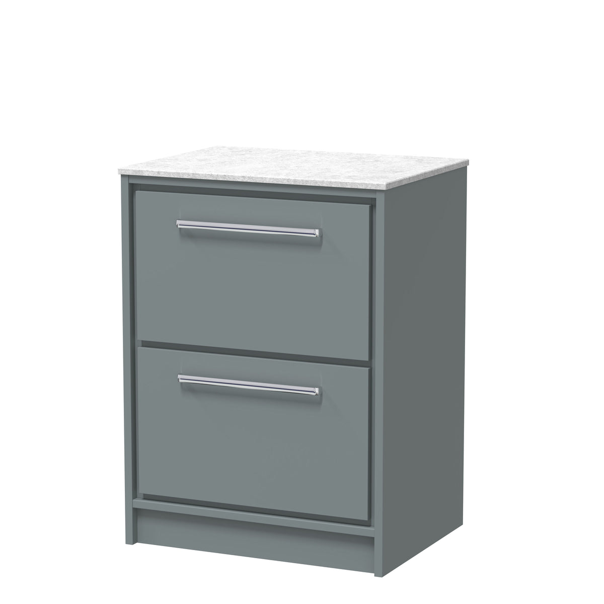 Hudson Reed Lille 600mm 2 Drawer Floor Standing Vanity Unit With White Marble Worktop