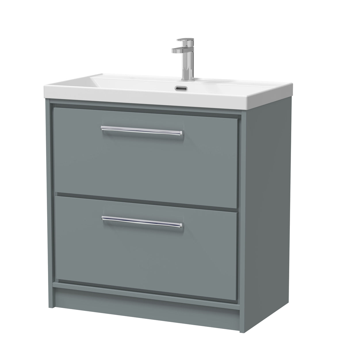 Hudson Reed Lille 800mm Woodgrain 2 Drawer Floor Standing Vanity Unit With 1 Tap Hole Basin
