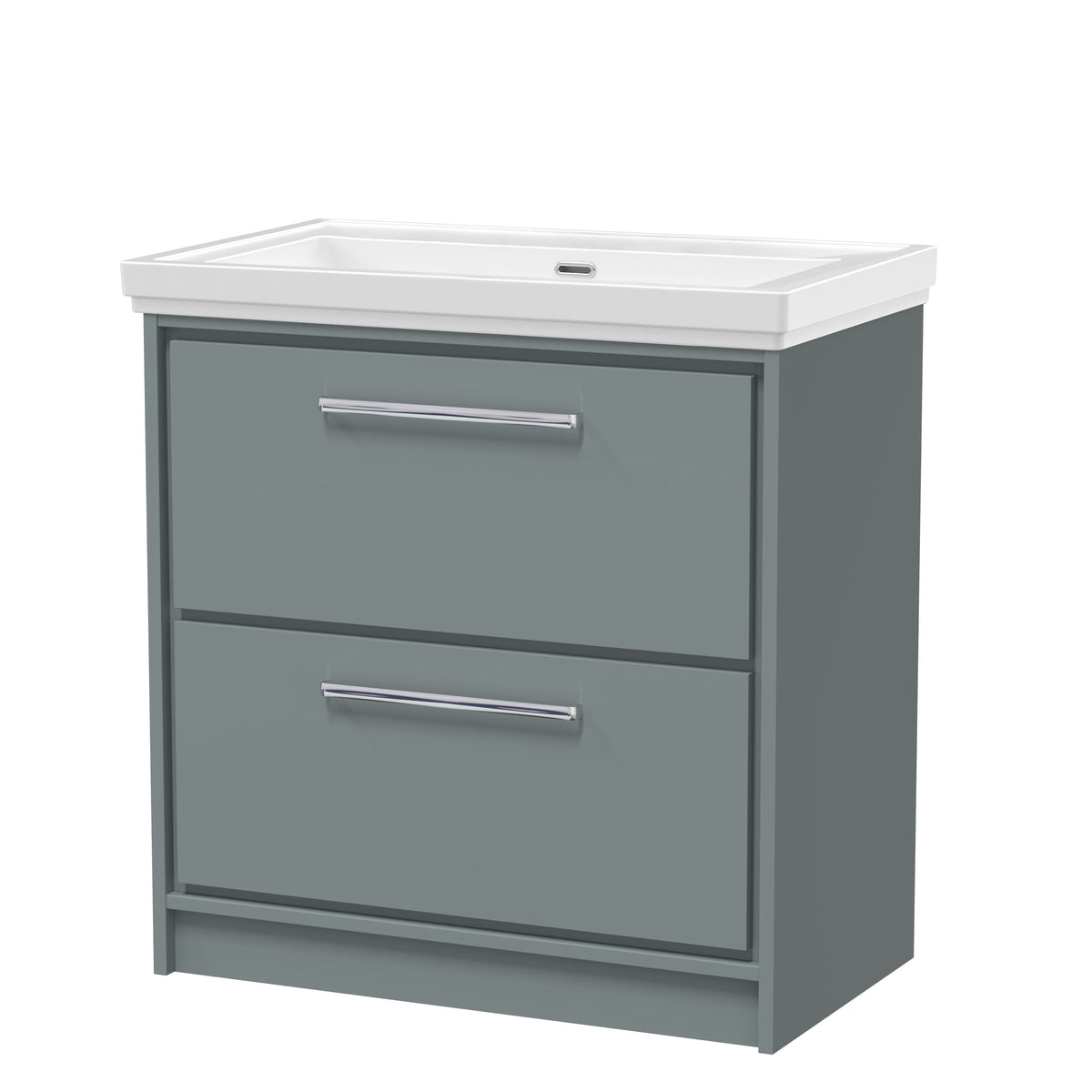 Hudson Reed Lille 800mm Woodgrain 2 Drawer Floor Standing Vanity Unit With Fireclay Basin