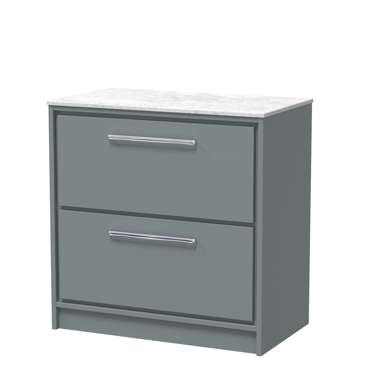 Hudson Reed Lille 800mm 2 Drawer Floor Standing Vanity Unit With White Marble Worktop