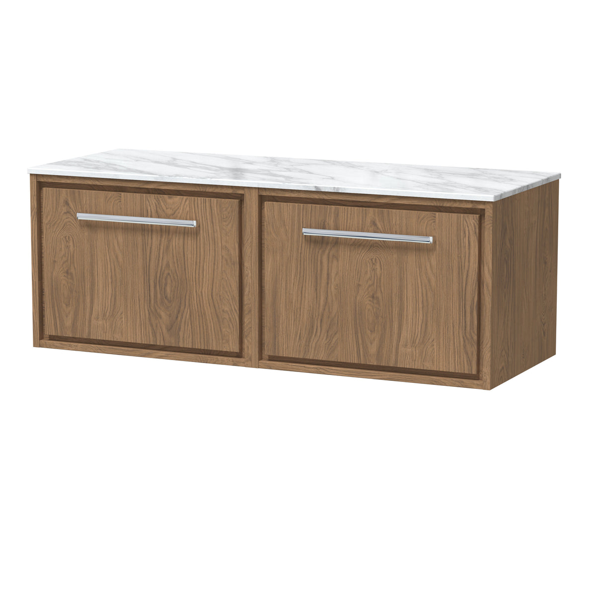 Hudson Reed Lille 1200mm 1 Drawer Wall Hung Vanity Unit With Carrara Marble Worktop