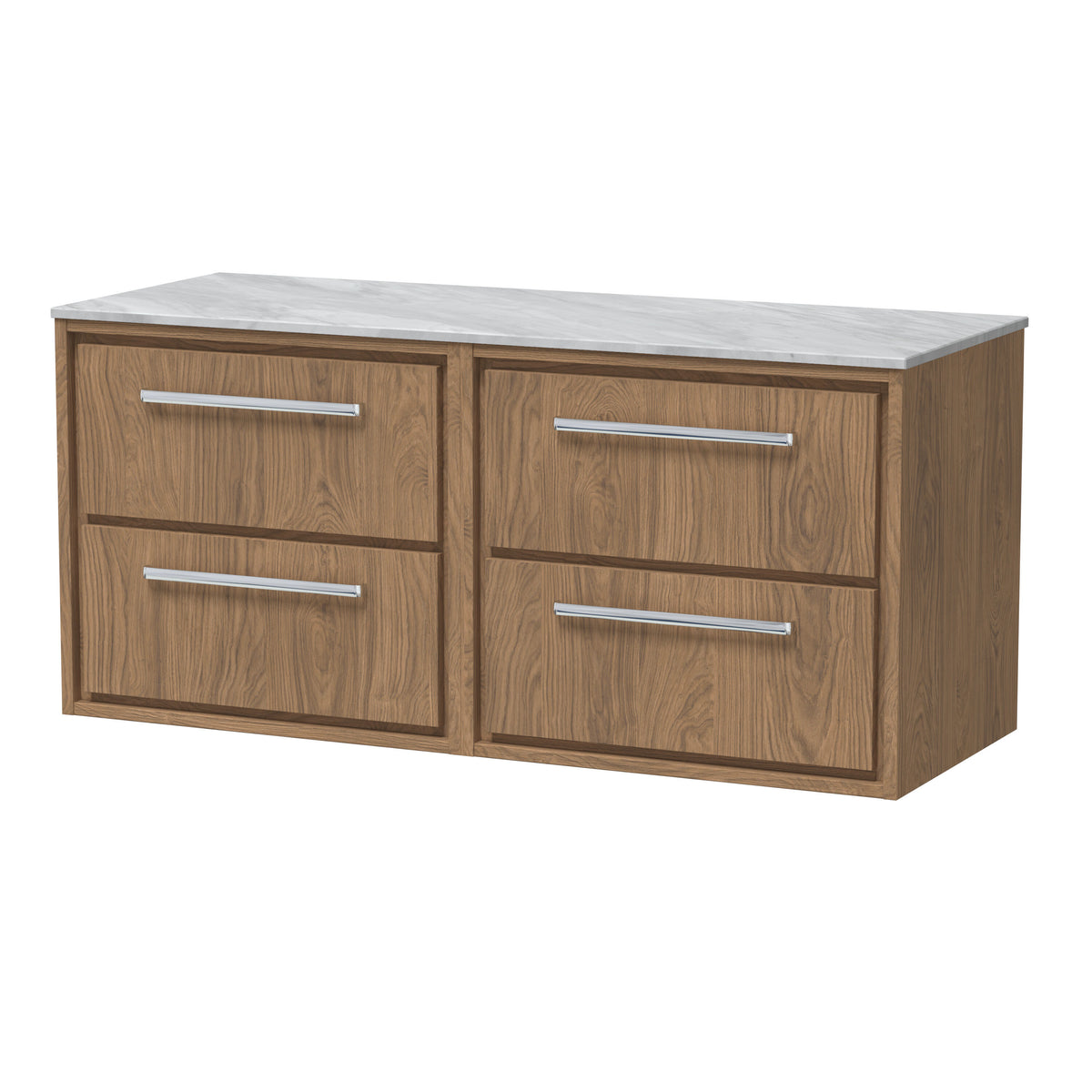 Hudson Reed Lille 610mm 4 Drawer Wall Hung Vanity With Grey Marble Worktop