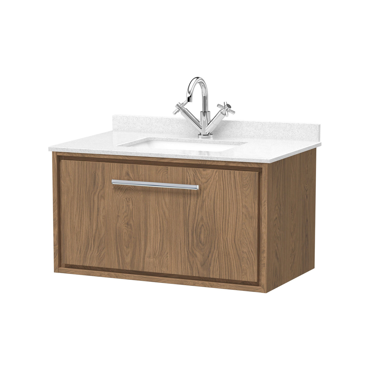 Hudson Reed Lille 800mm 1 Drawer Wall Hung Vanity Unit With Square Basin With Marble Worktop