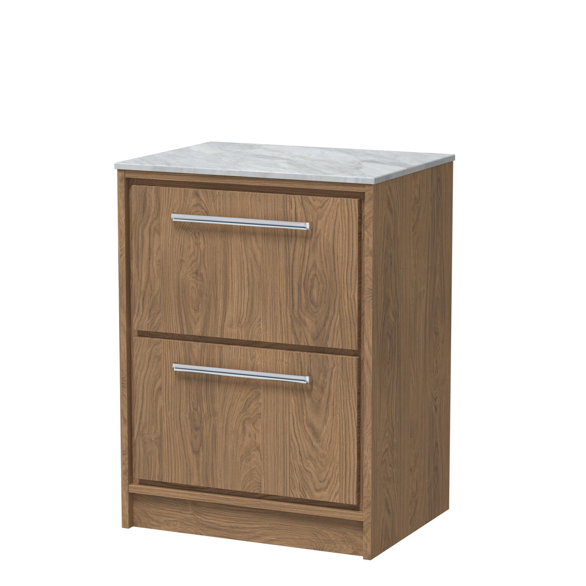 Hudson Reed Lille 600mm 2 Drawer Floor Standing Vanity Unit With Grey Marble Worktop