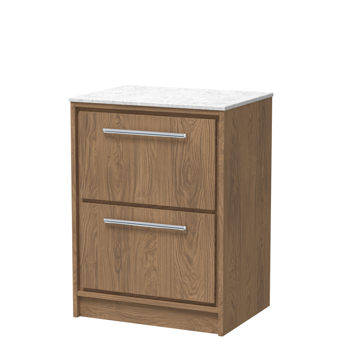 Hudson Reed Lille 600mm 2 Drawer Floor Standing Vanity With White Marble Worktop