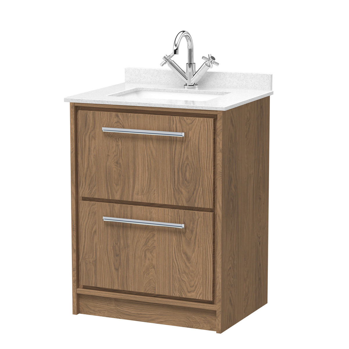 Hudson Reed Lille 600mm 2 Drawer Floor Standing Vanity Unit With Square Basin With Marble Worktop