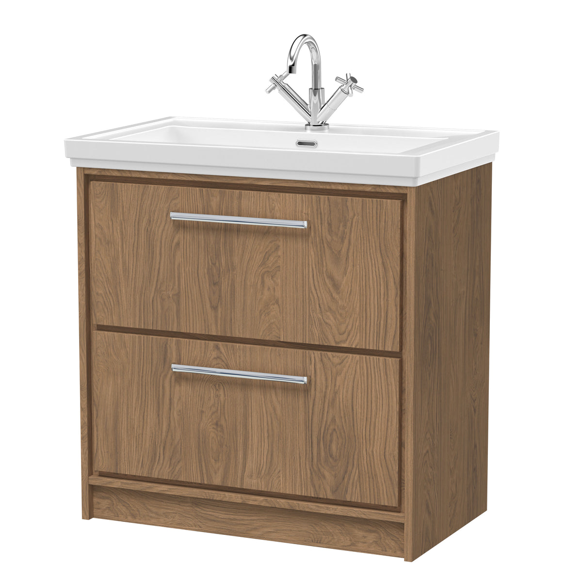 Hudson Reed Lille 800mm 2 Drawer Floor Standing Vanity Unit With 1 Tap Hole Fireclay Basin