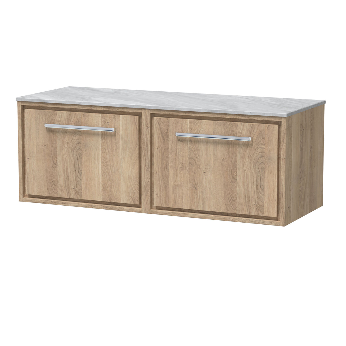 Hudson Reed Lille 1200mm 2 Drawer Wall Hung Vanity Unit With Grey Marble Worktop