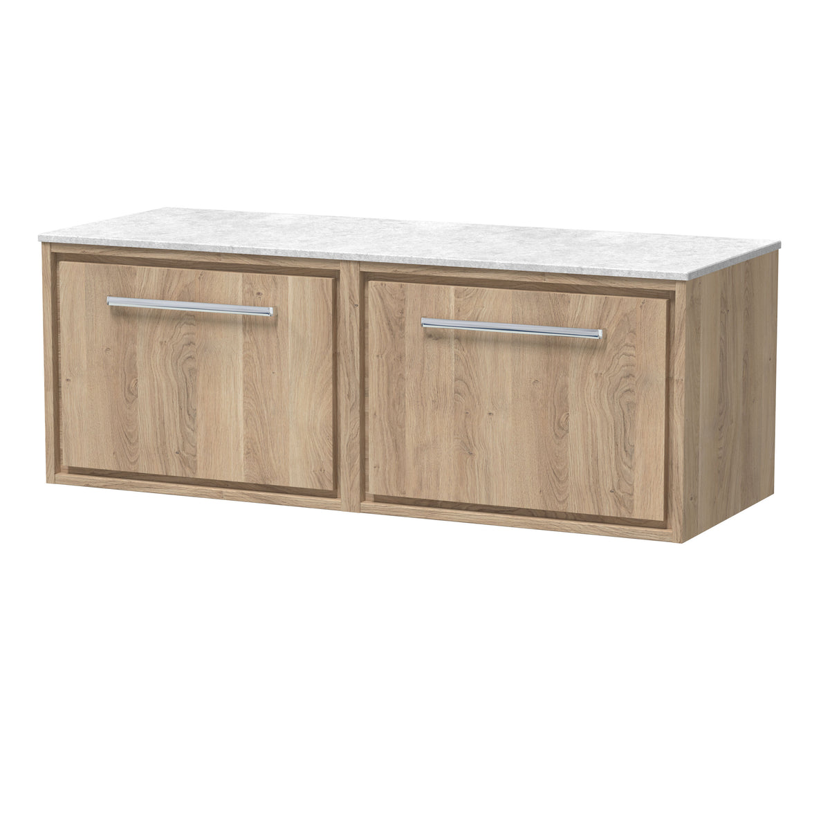 Hudson Reed Lille 1200mm 2 Drawer Wall Hung Vanity With White Marble Worktop
