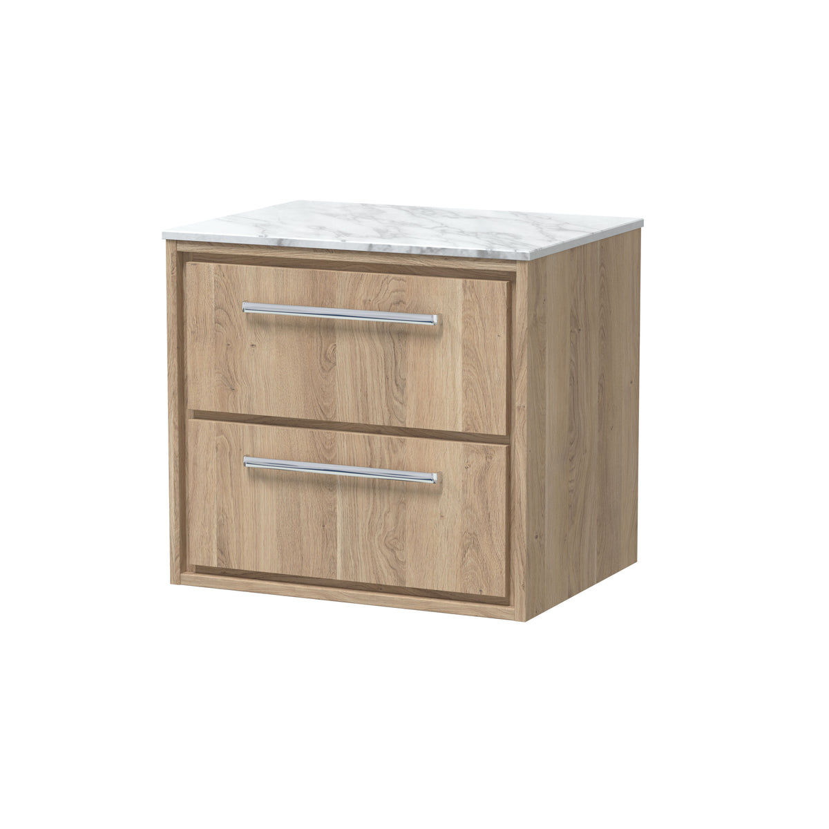 Hudson Reed Lille 600mm 2 Drawer Wall Hung Vanity Unit With Carrara Marble Worktop