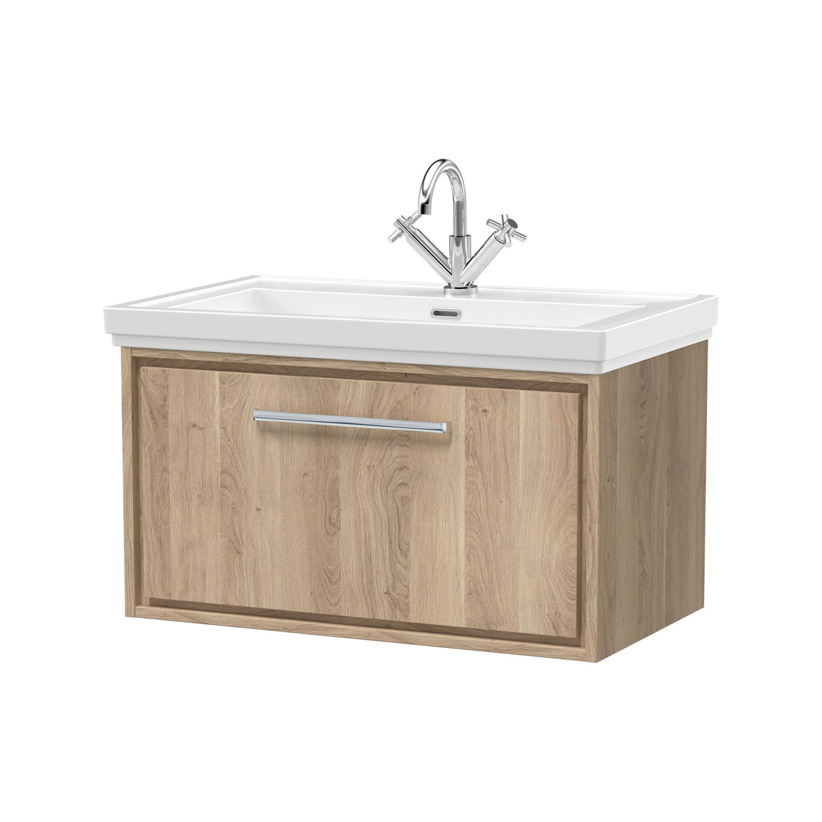 Hudson Reed Lille 800mm 1 Drawer Wall Hung Vanity Unit With 1 Tap Hole Fireclay Basin