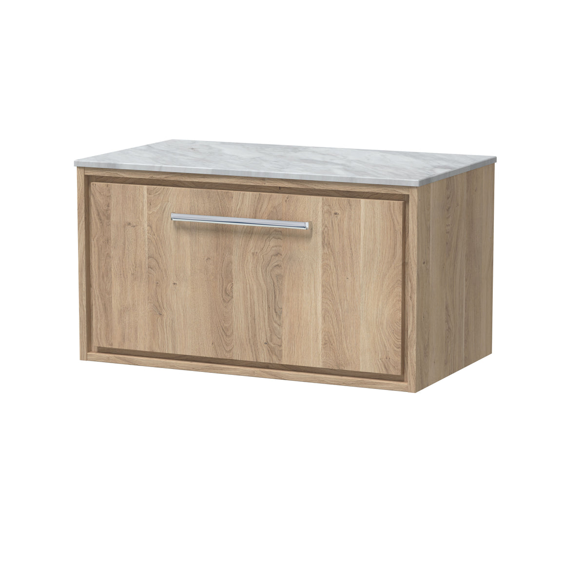 Hudson Reed Lille 800mm 1 Drawer Wall Hung Vanity Unit With Grey Marble Worktop
