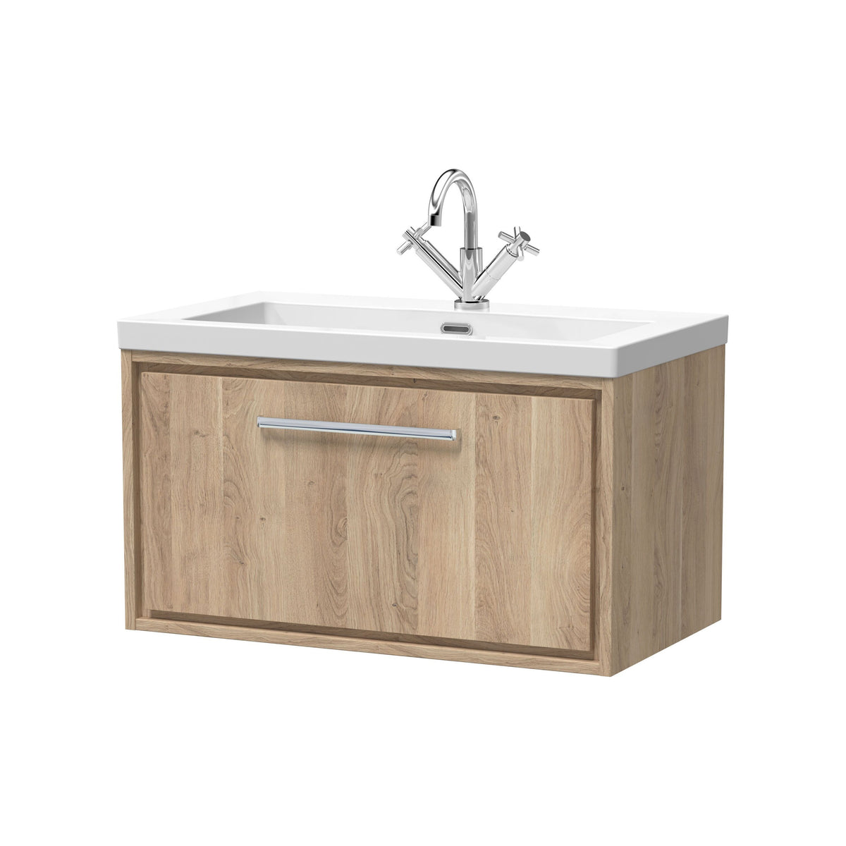 Hudson Reed Lille 800mm 1 Drawer Wall Hung Vanity Unit With 1 Tap Hole Fireclay Basin