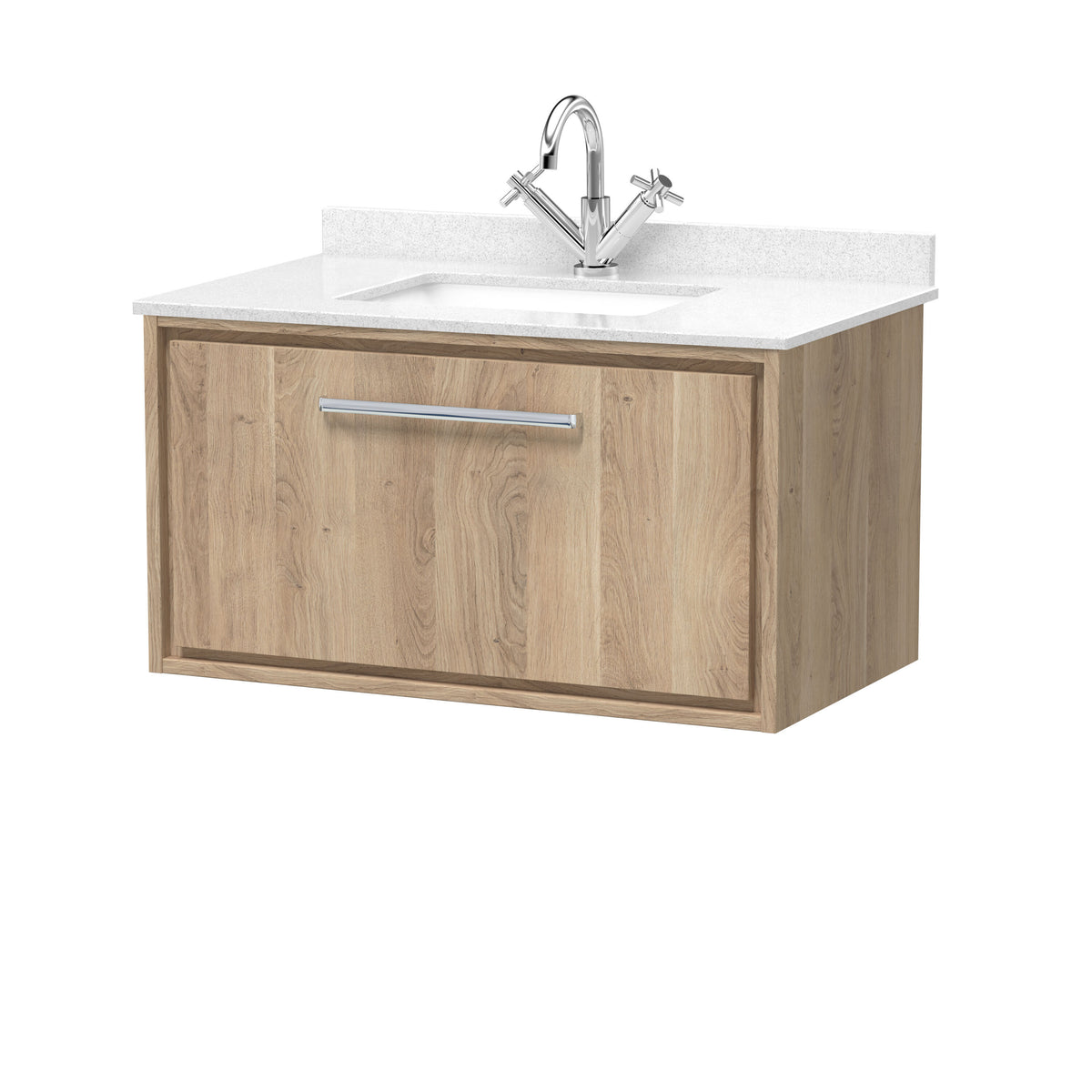 Hudson Reed Lille 800mm 1 Drawer Wall Hung Vanity Unit With Square Basin With Marble Worktop
