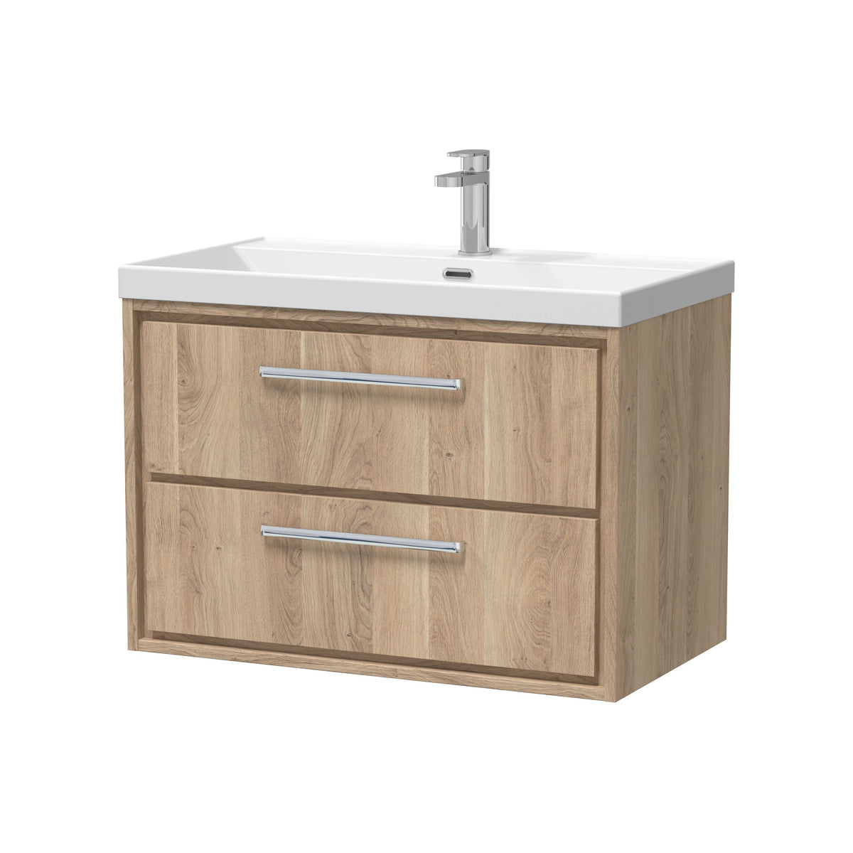 Hudson Reed Lille 800mm 2 Drawer Wall Hung Vanity Unit With 1 Tap Hole Basin