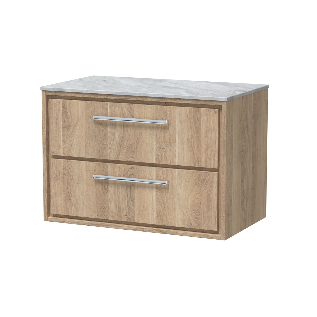 Hudson Reed Lille 800mm 2 Drawer Wall Hung Vanity With Grey Marble Worktop