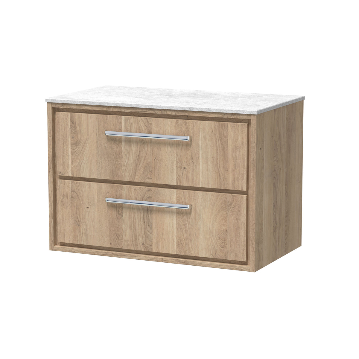 Hudson Reed Lille 800mm 2 Drawer Wall Hung Vanity With White Marble Worktop