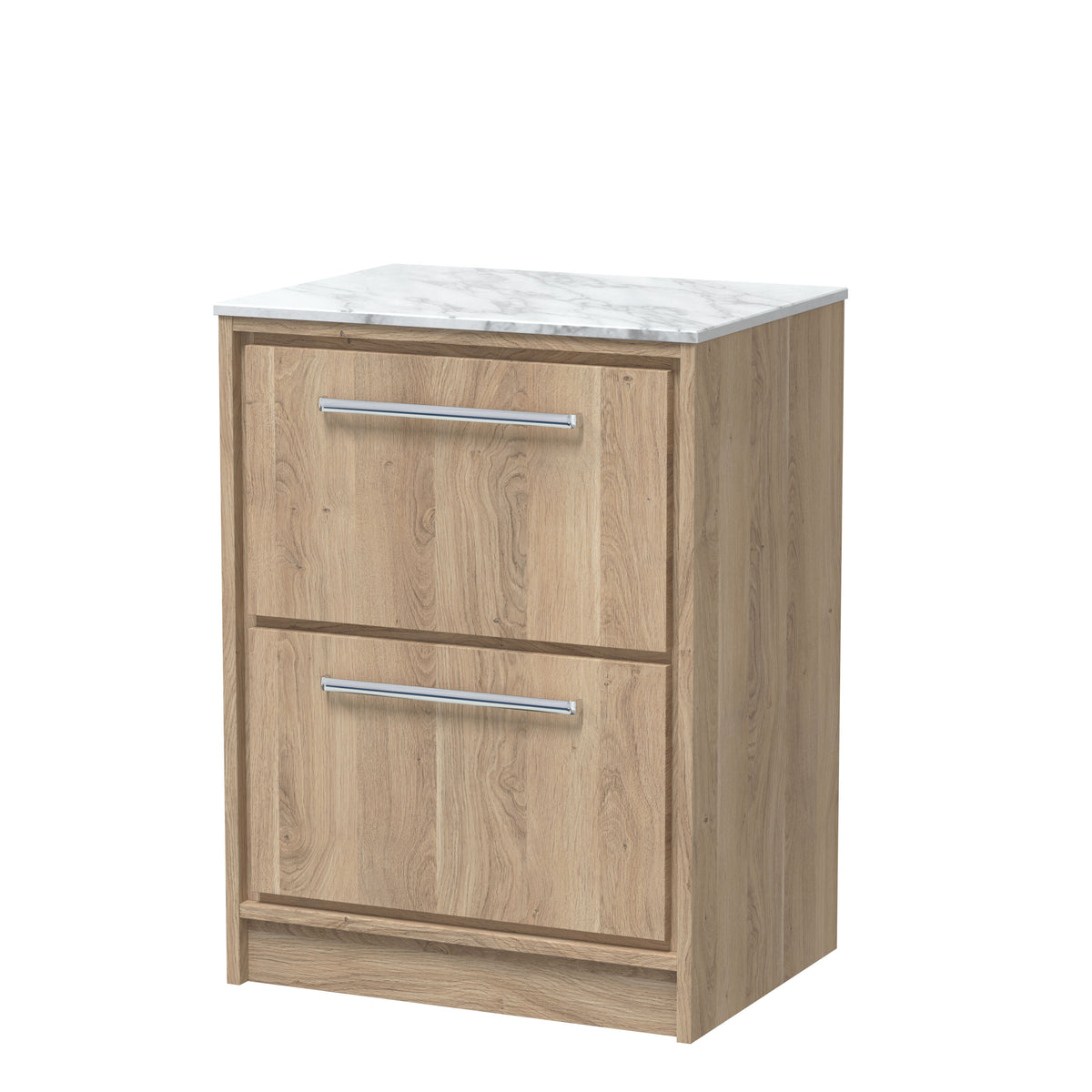 Hudson Reed Lille 600mm 2 Drawer Floor Standing Vanity Unit With Carrara Marble Worktop Marble Worktop