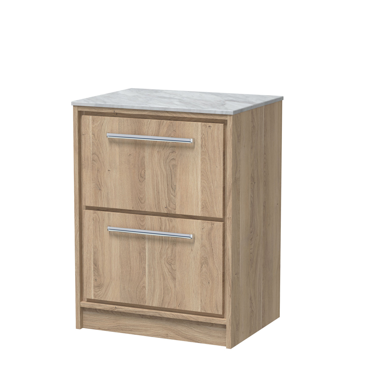 Hudson Reed Lille 600mm 2 Drawer Floor Standing Vanity Unit With Grey Marble Worktop