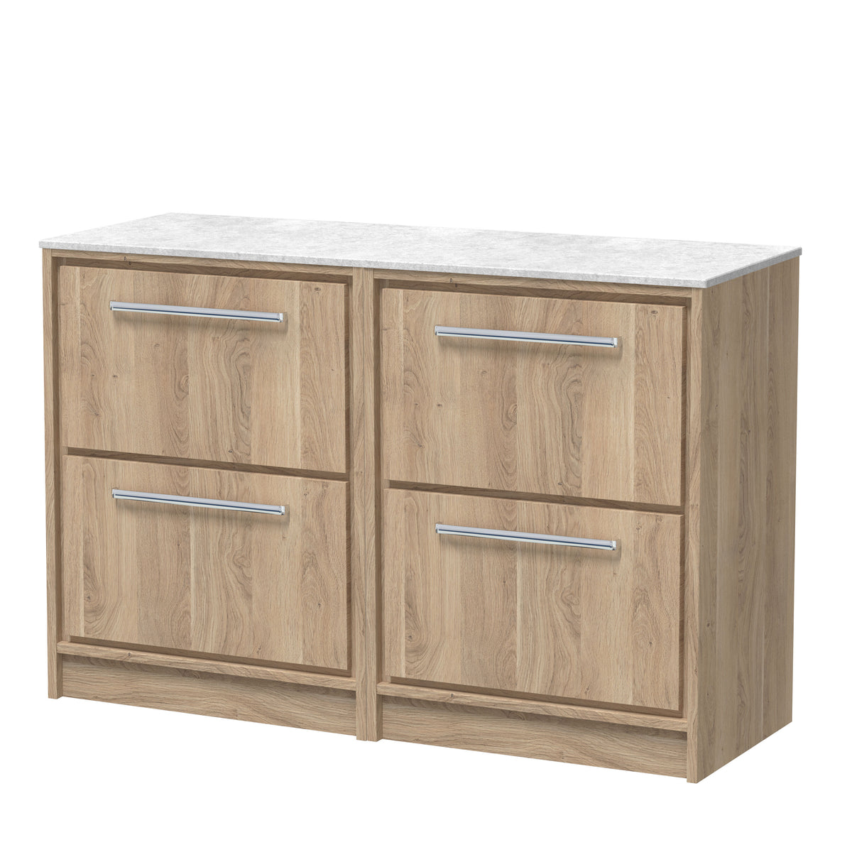 Hudson Reed Lille 1200mm 4 Drawer Floor Standing Vanity With White Marble Worktop