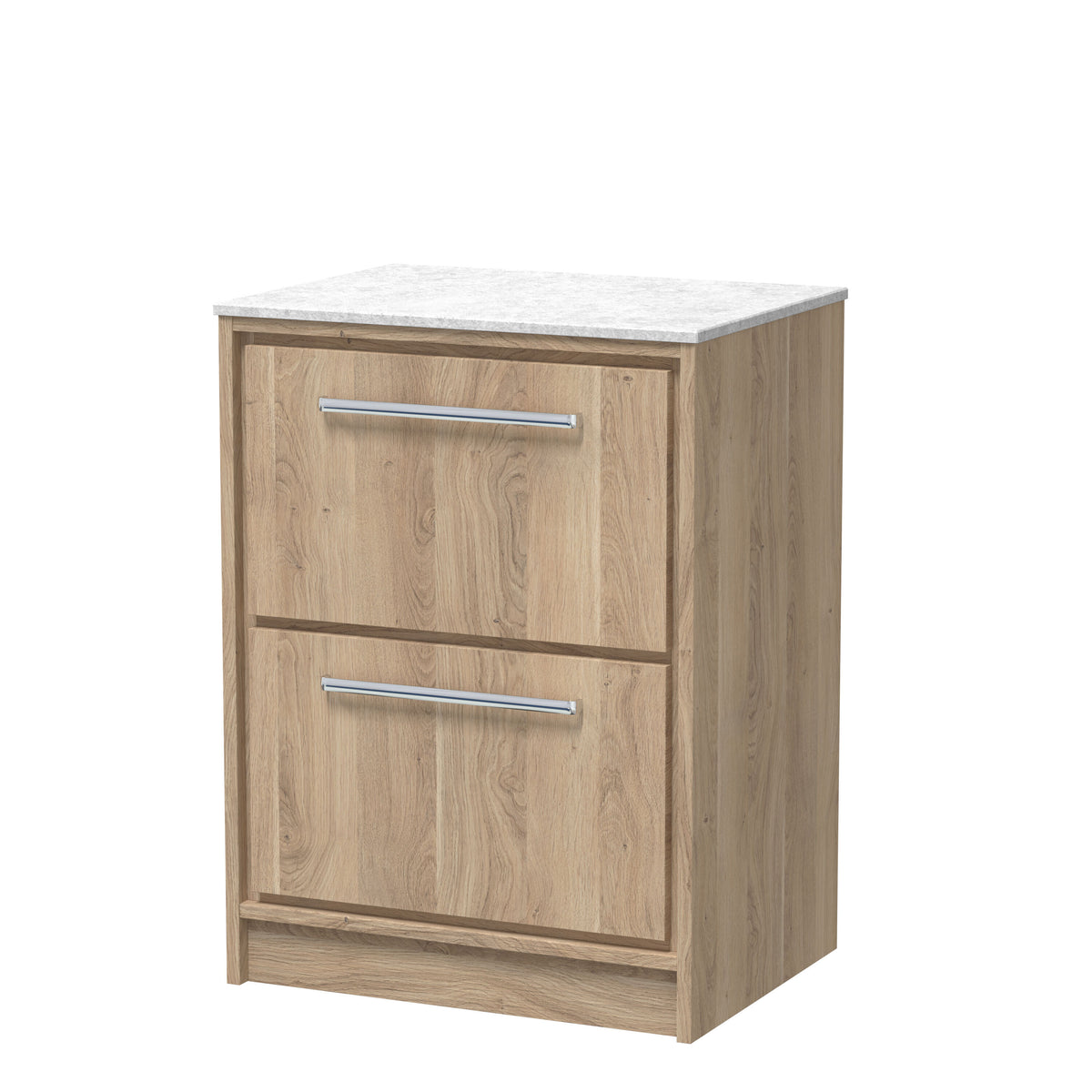 Hudson Reed Lille 600mm 2 Drawer Floor Standing Vanity Unit With White Marble Worktop