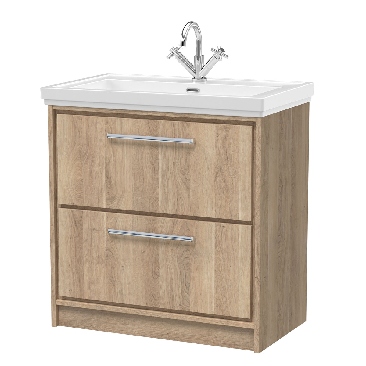 Hudson Reed Lille 800mm 2 Drawer Floor Standing Vanity Unit With 1 Tap Hole Fireclay Basin