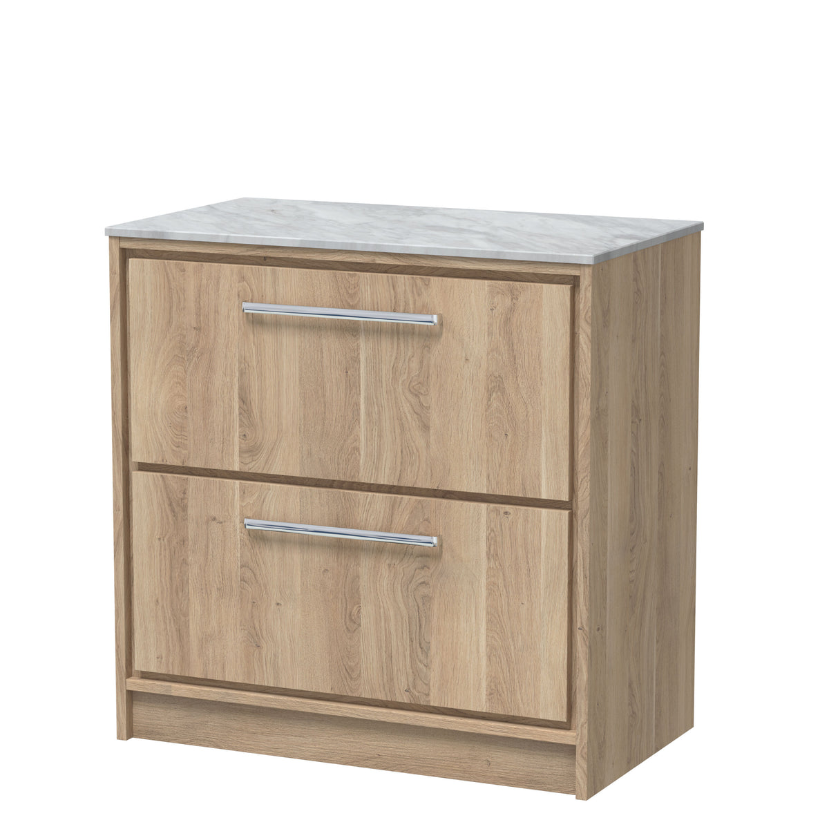Hudson Reed Lille 800mm 2 Drawer Floor Standing Vanity Unit With Grey Marble Worktop