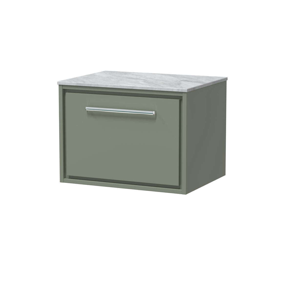 Hudson Reed Lille 600mm 1 Drawer Wall Hung Vanity Unit With Grey Marble Worktop