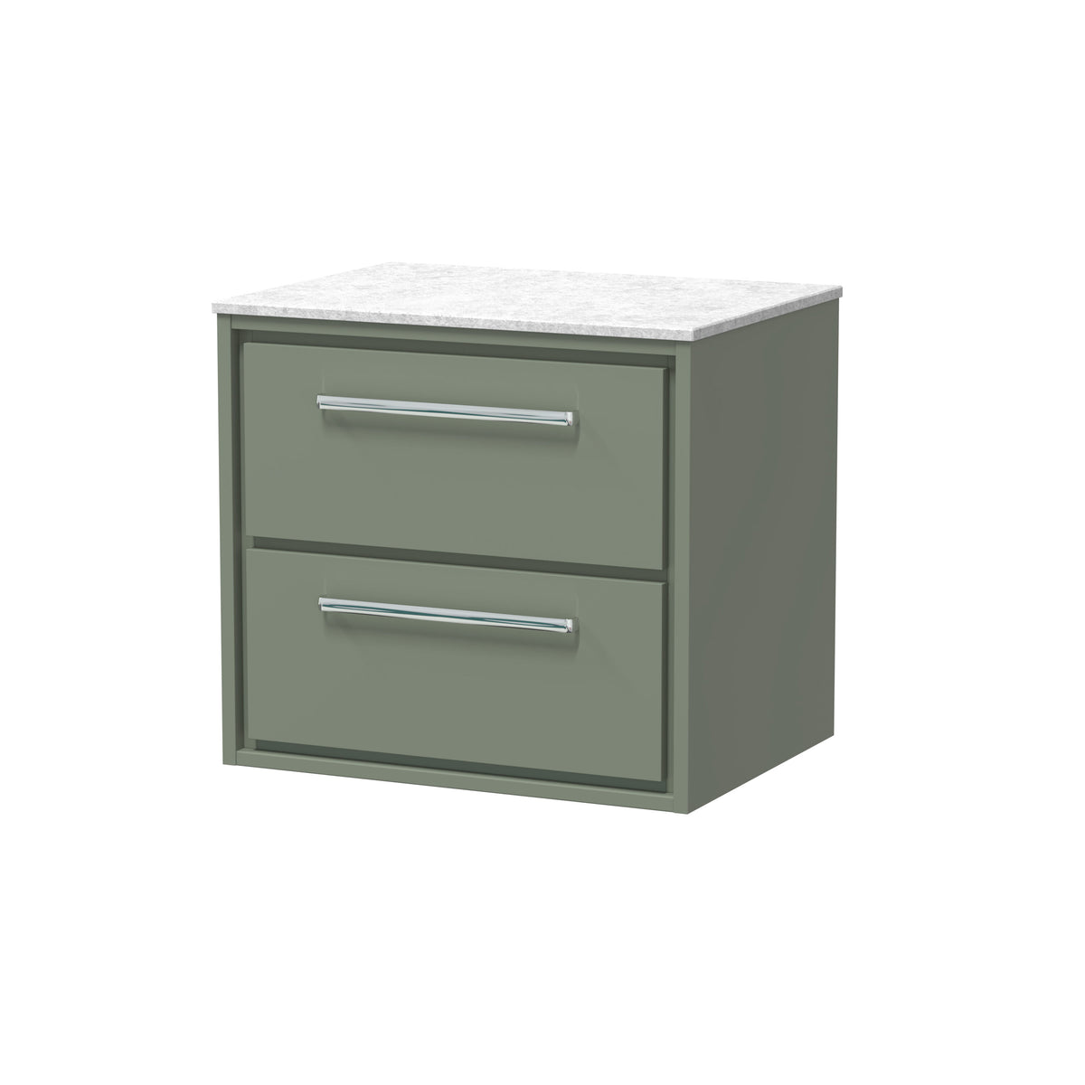Hudson Reed Lille 600mm 2 Drawer Wall Hung Vanity Unit With White Marble Worktop