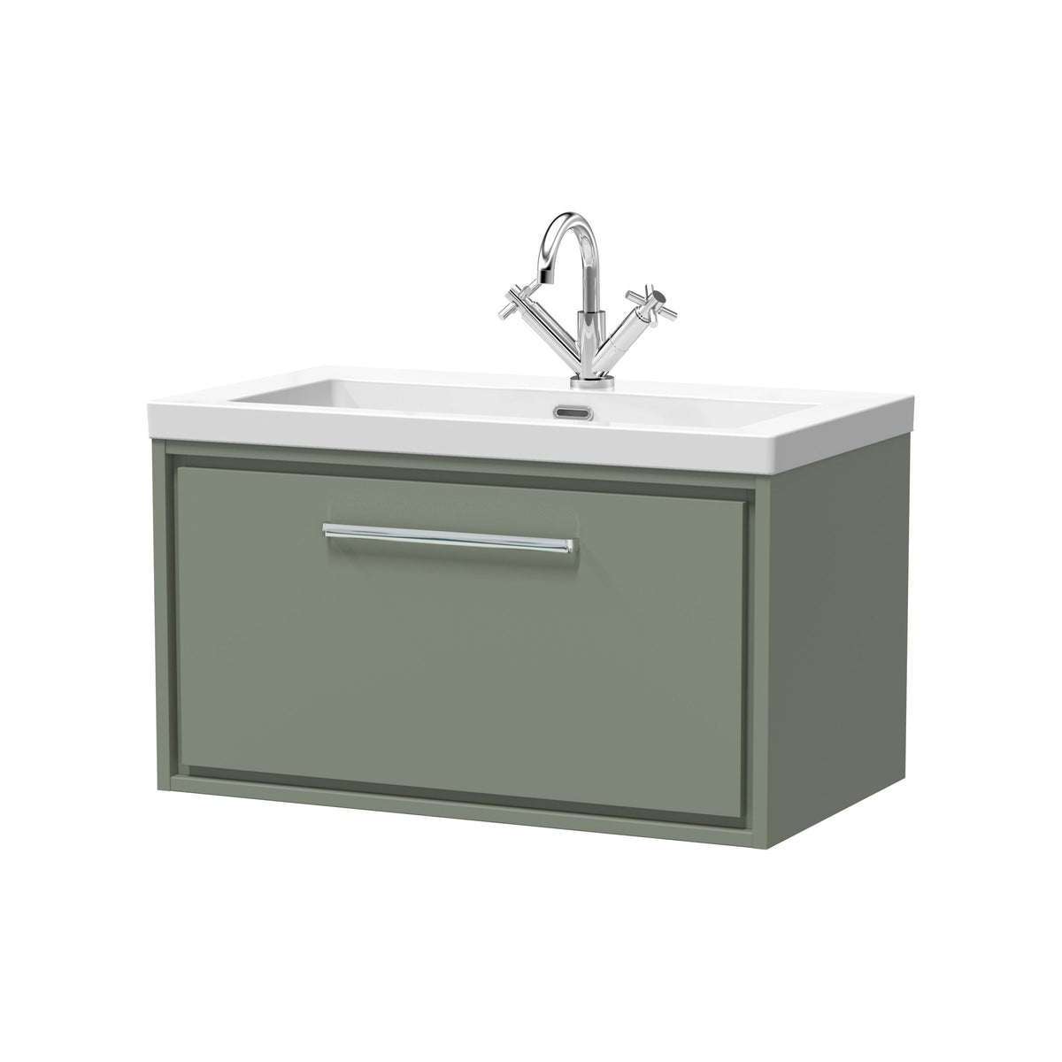 Hudson Reed Lille 800mm 1 Drawer Wall Hung Vanity Unit With 1 Tap Hole Fireclay Basin
